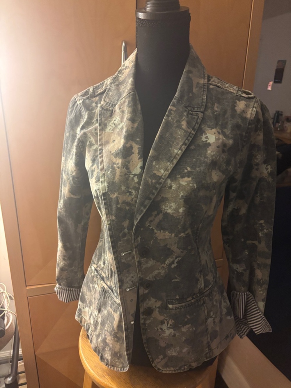 Women’s Camouflage Pattern Blazer Jacket - Green